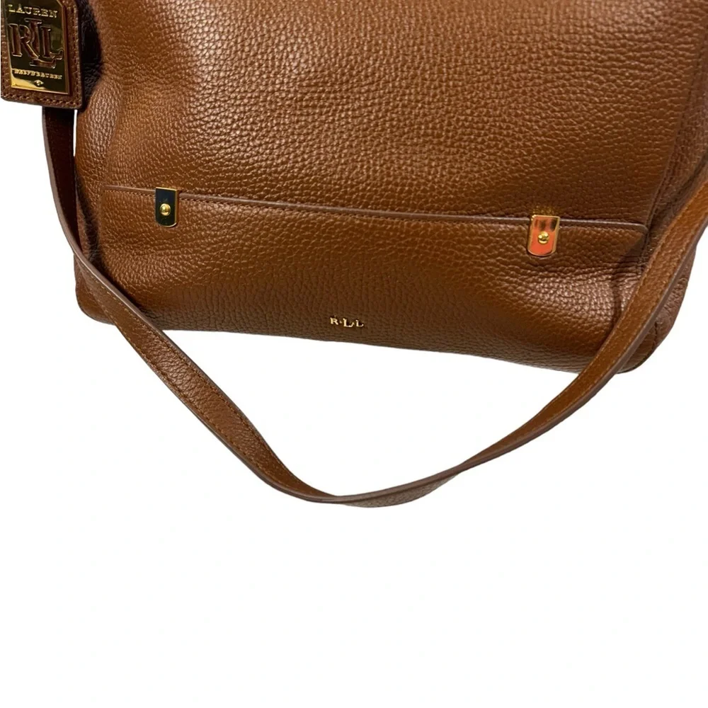 Lauren Ralph Lauren Brown and Gold Satchel - Picture 4 of 12